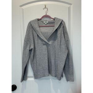 aerie CozyUp Waffle Sweater Hoodie Heather Gray Size Medium